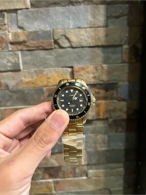 Timex Gold and Black Dive-Style Watch